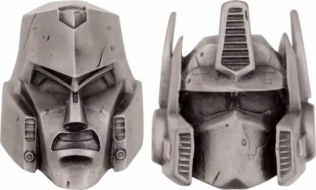 Set of 2 Transformers Limited Edition Metal Helmet Replicas in Grey and Silver
