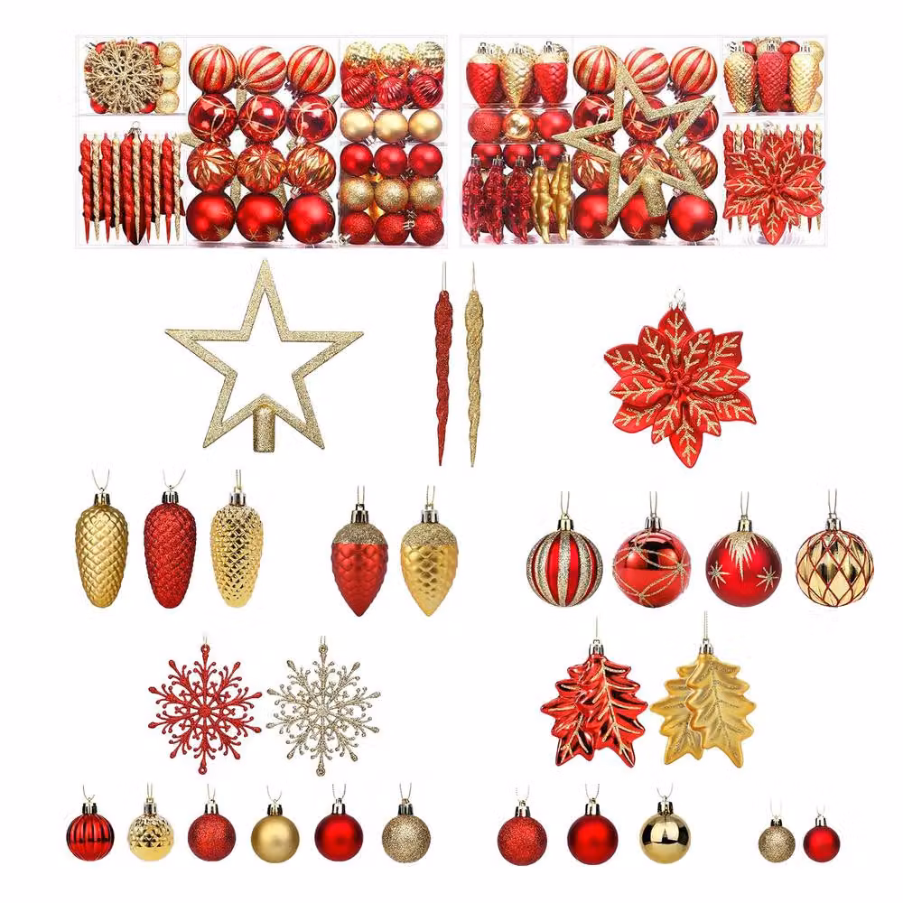 Neo 110-Piece Christmas Tree Bauble Ornament Set in Red and Gold – 6