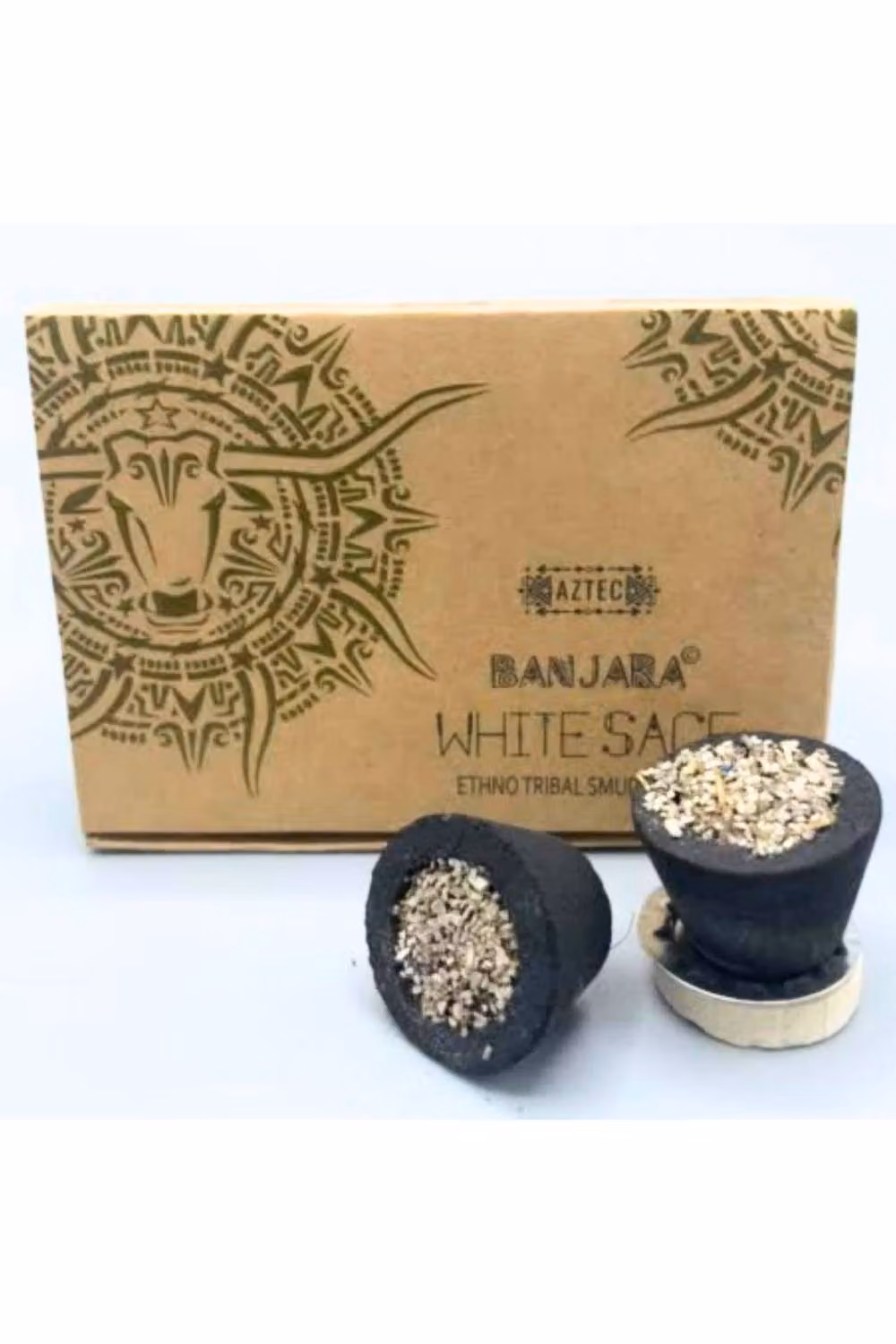 KDMD Banjara Ethnic Tribal Smudge Cups with White Sage, 6 Pack, Brown – 2