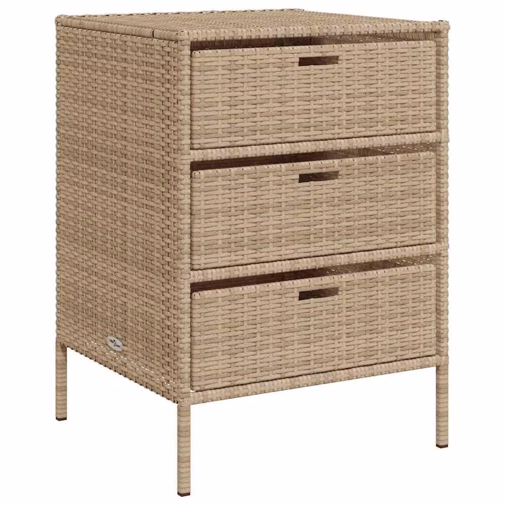 Berkfield Home Garden Storage Cabinet in Beige Poly Rattan and Steel, W/D/H: 55 x 59 x 80 cm – 3