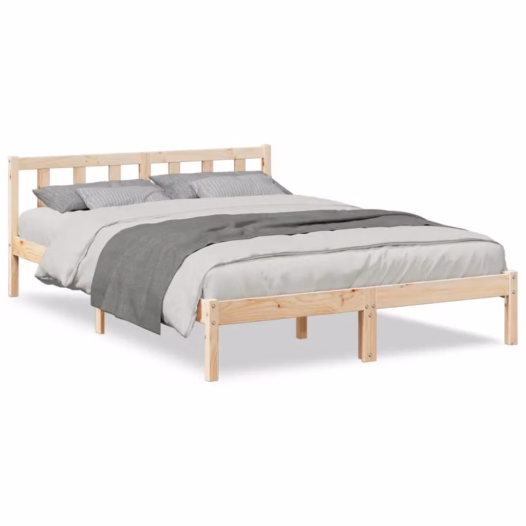 Berkfield Home Extra Long Solid Wood Pine Bed Frame in Brown, W: 160 cm, L: 210 cm – 2