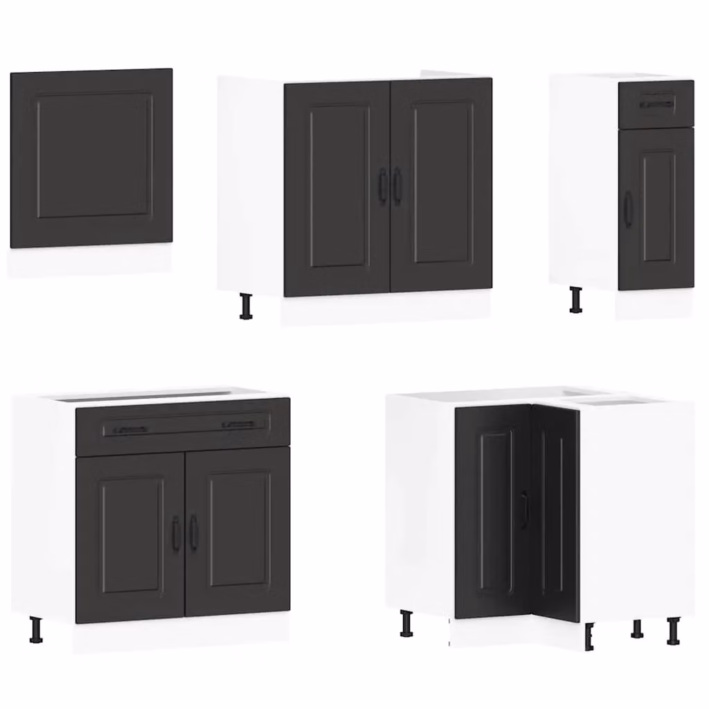 Berkfield Home Kalmar 11 Piece Black Matt Engineered Wood Kitchen Cabinet Set – 3