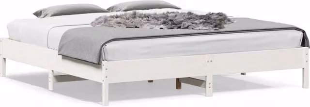Berkfield Home Super King Solid Wood Pine Bed Frame, White, W/D/H: 180 x 200 cm