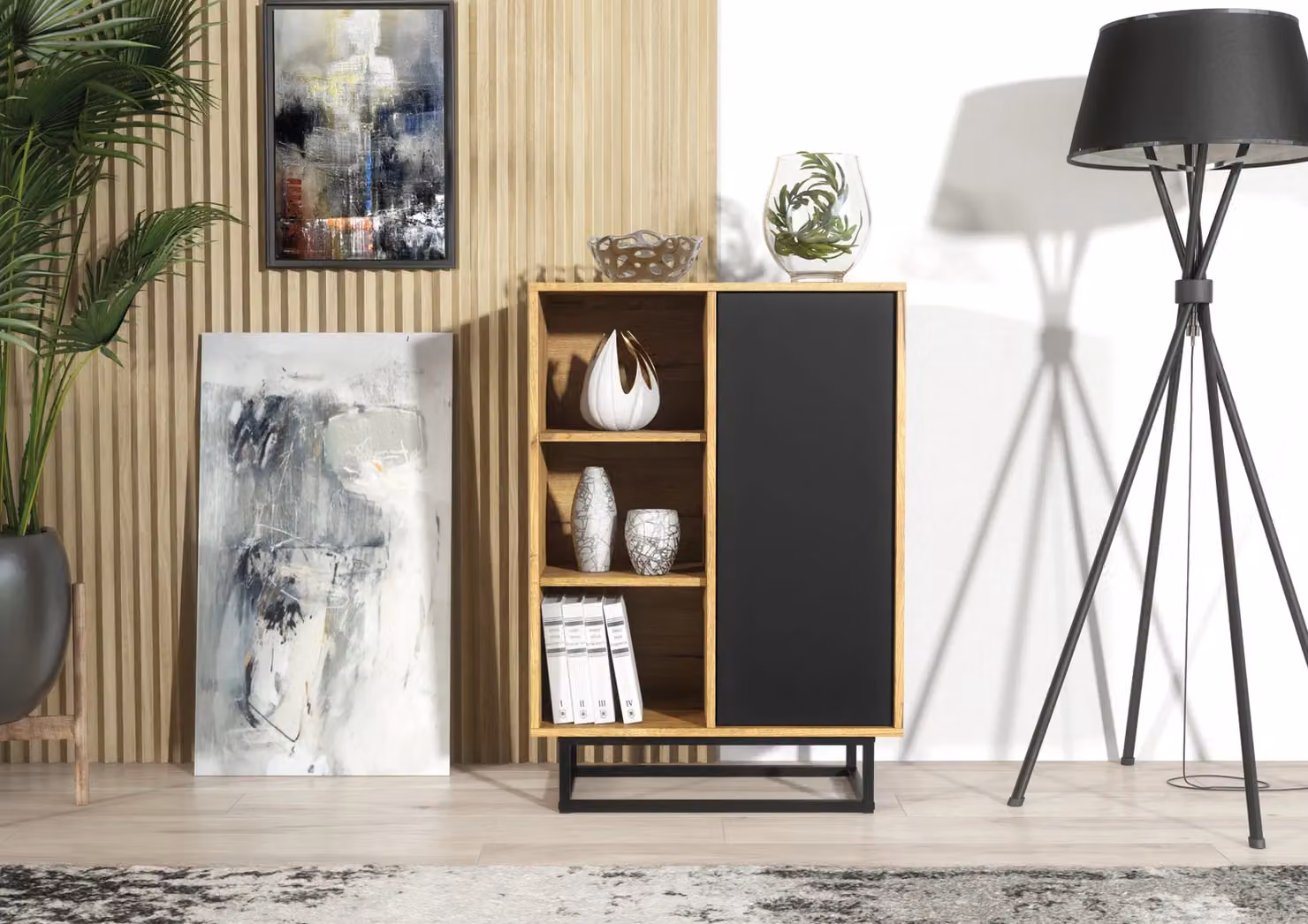 Mex Furniture LTD Loft Industrial Sideboard in Black, Brown and Multicolour, W: 100 cm, H: 70 cm, D: 35 cm – 3