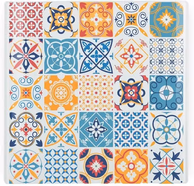 Purely Home Blue Multicolour Mosaic Glass Pot Stand Square Non-Slip Heat Resistant Trivet