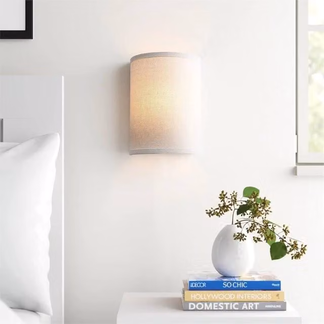 Nordara Industrial Linen Fabric Wall Light in White