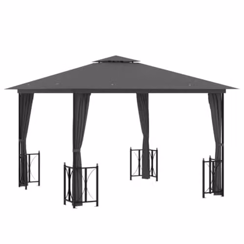 vidaXL Gazebo with Sidewalls and Double Roof, Anthracite, W/D/H: 300 x 300 x 265 cm – 1