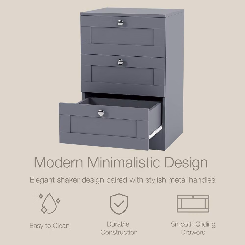 Home Discount Vida Designs Altino 3 Drawer Bedside Cabinet Chest, Set of 2, Grey – 2