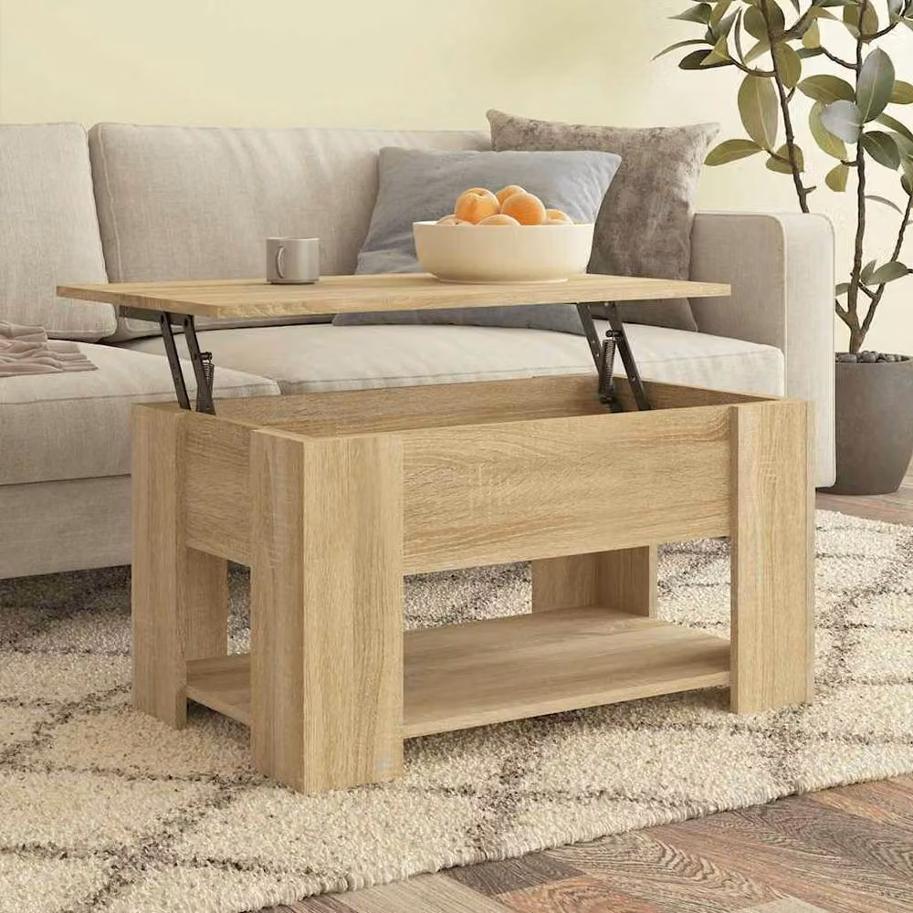 Berkfield Home Sonoma Oak Coffee Table in Light Brown, W: 79 cm, D: 49 cm, H: 41 cm – 2