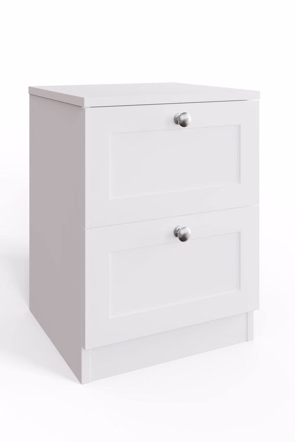FWStyle Panelled 2 Drawer Bedside Chest in White, H 55 cm x W 40 cm x D 40 cm – 2