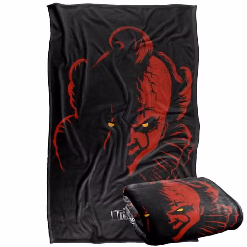LOGOVISION Welcome To Derry Pennywise Face Super Soft Fleece Throw Blanket, Multicolour, W: 91 cm x D: 147 cm