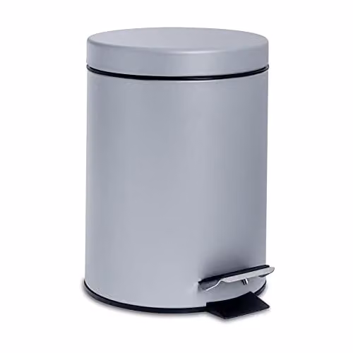 Harbour Housewares 3L Round Stainless Steel Pedal Bin with Removable Inner Bucket - Grey – 1