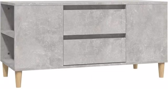 Berkfield Home Scandinavian TV Cabinet in Concrete Grey, W/D/H: 102 x 44.5 x 50 cm