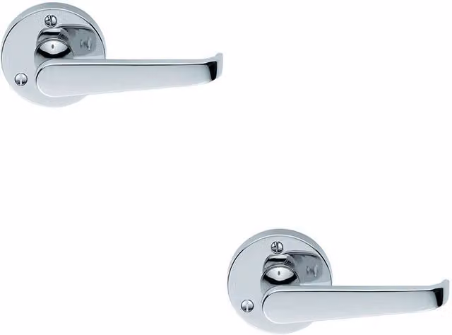 Loops 2x Pair Victorian Straight Shaped Lever Handles with 59mm Round Rose in Chrome