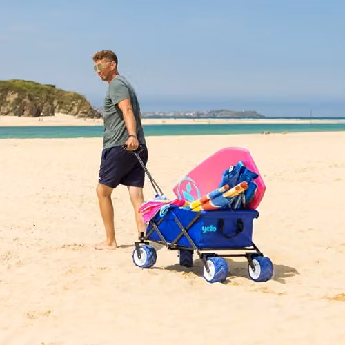 Yello 100L Festival Trolley on Wheels, Folding Portable Camping Wagon in Blue, W/D/H: 122 x 50 x 50 cm – 2