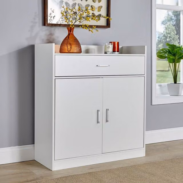 Home Source 2 Door Shoe Storage Cabinet in White – 1