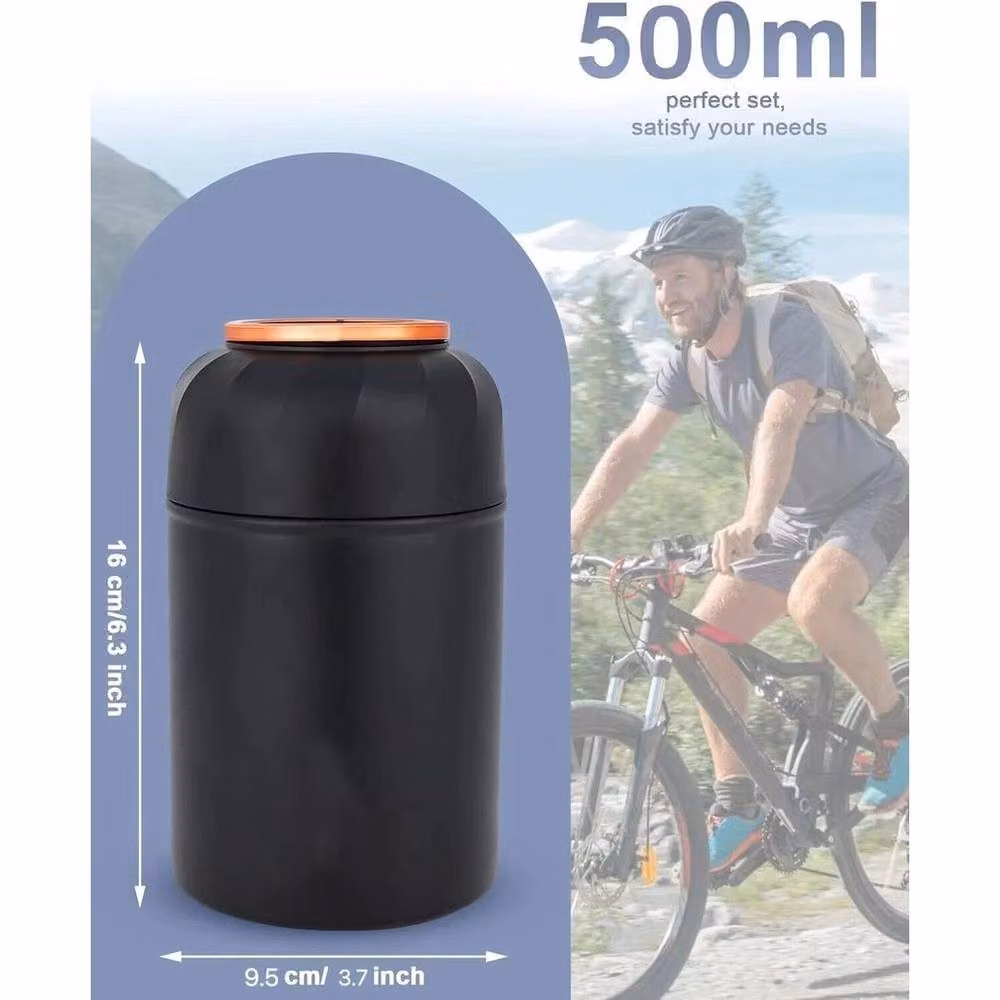 KORVIXA Stainless Steel Hot Food and Soup Thermos Flask in Black – 2
