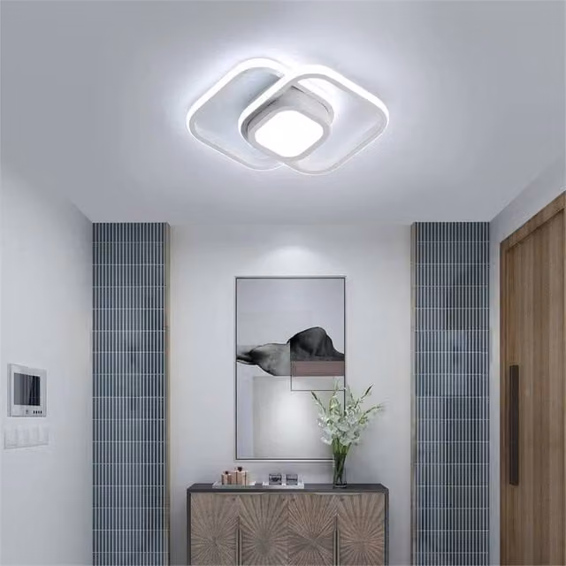 SPETLEK Modern Rectangular LED Ceiling Light Chandelier in White