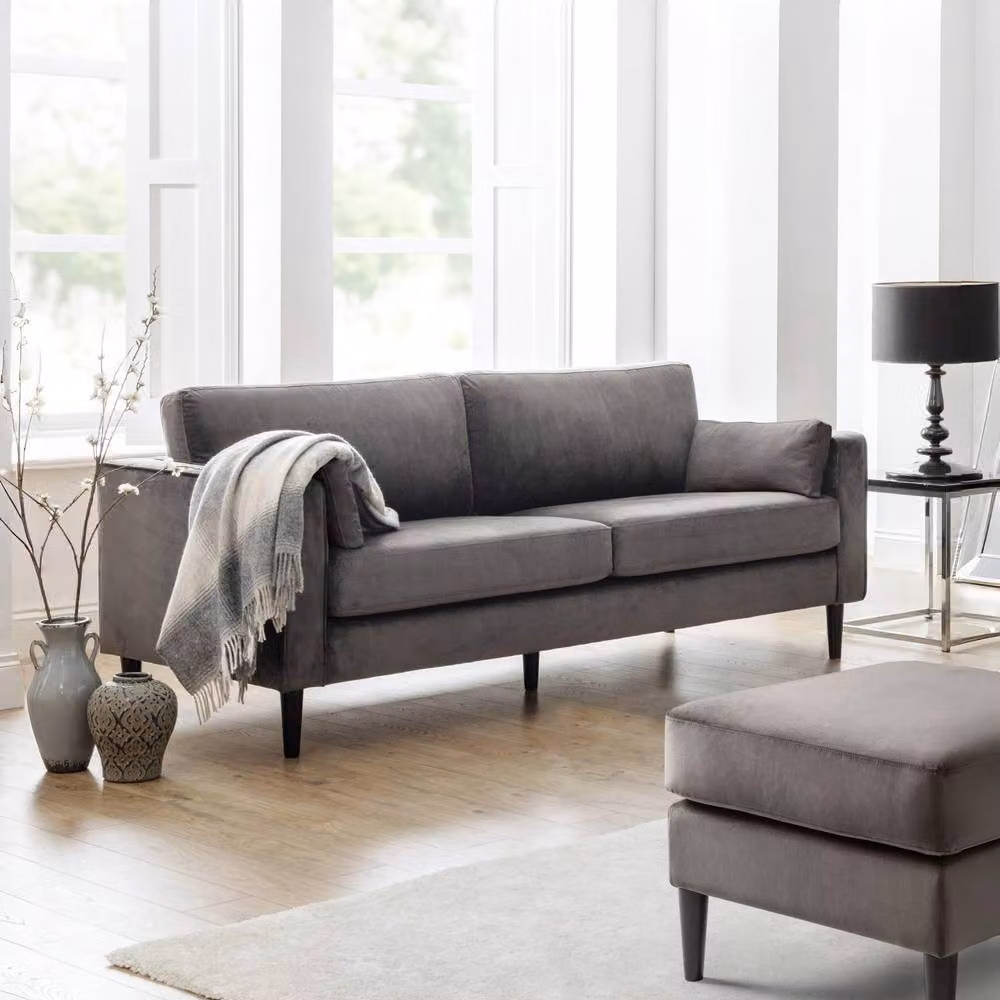 Cheshire Hayward Modern 2 Seater Velvet Sofa in Grey – 2