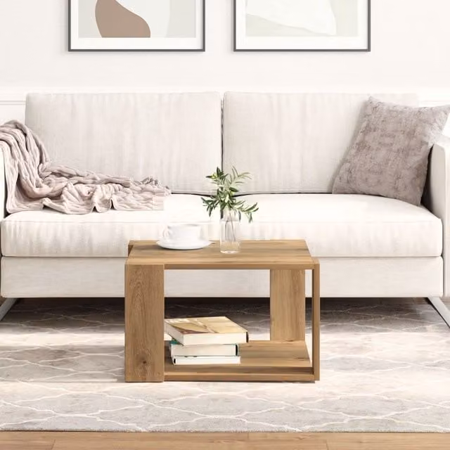 Berkfield Home Artisan Oak Coffee Table in Brown, W/D/H: 51.5 x 51.5 x 30 cm – 1