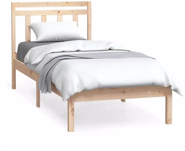 Berkfield Home Small Single Solid Wood Bed Frame, Light Brown Pine, W/D/H: 75 x 190 x 75 cm – 1
