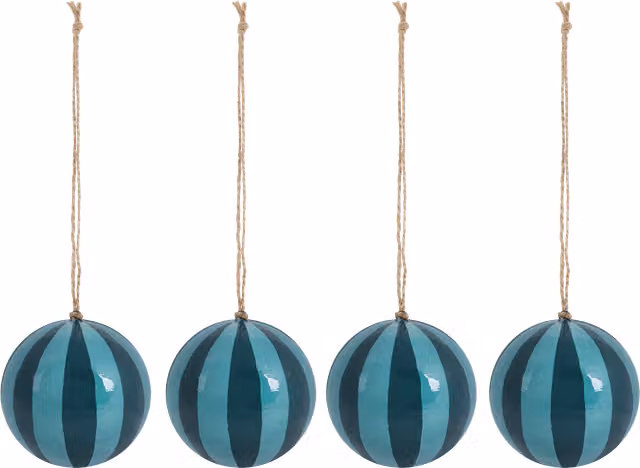 House of Hackney Artist's Stripe Blue Christmas Baubles, 4 Pack
