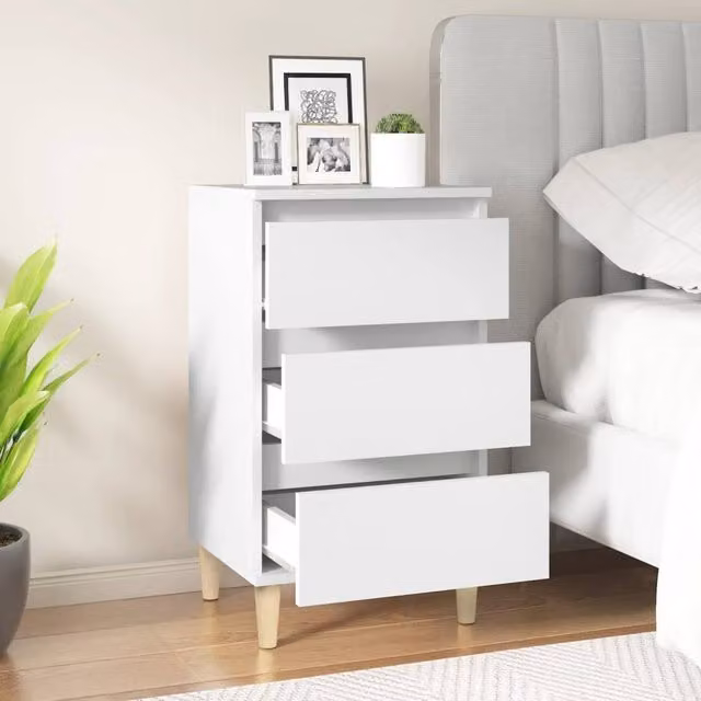 Berkfield Home Classic Bedside Cabinet in White, W/D/H: 40 x 35 x 70 cm