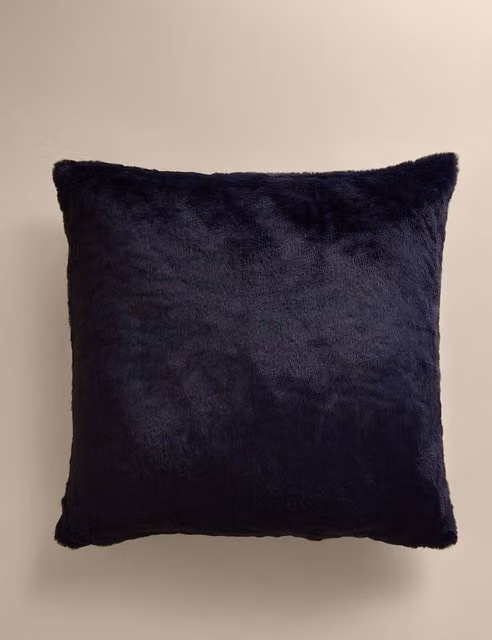 M&S Navy Blue Velvet Supersoft Square Cushion