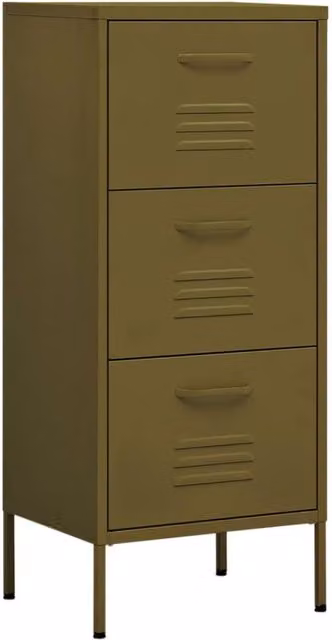 Berkfield Home Industrial Metal Storage Cabinet in Matt Green, W/D/H: 42.5 x 35 x 101.5 cm