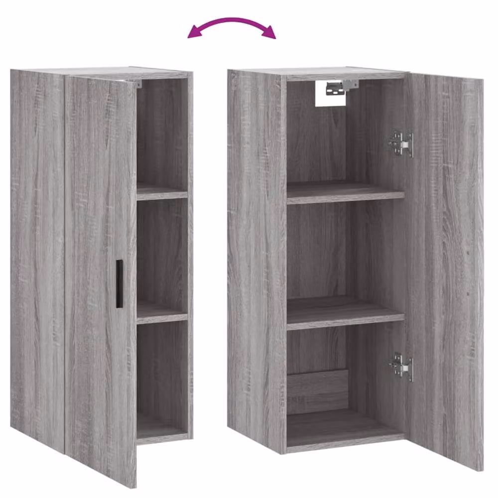 Berkfield Home Wall Mounted Cabinet in Grey Sonoma, W/D/H: 34.5 x 34 x 90 cm – 3