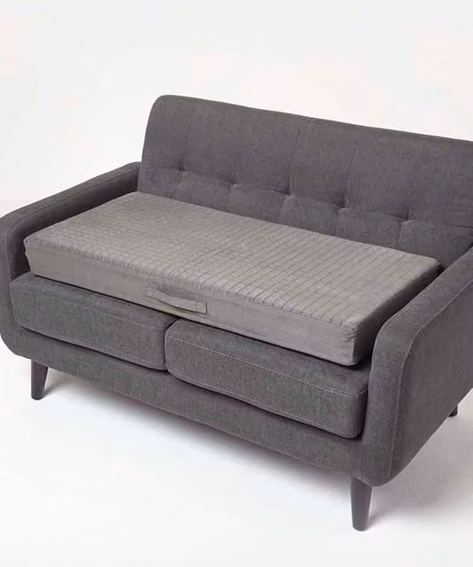 Homescapes Grey Suede Orthopaedic Foam 2 Seater Booster Cushion with Removable Machine Washable Cover