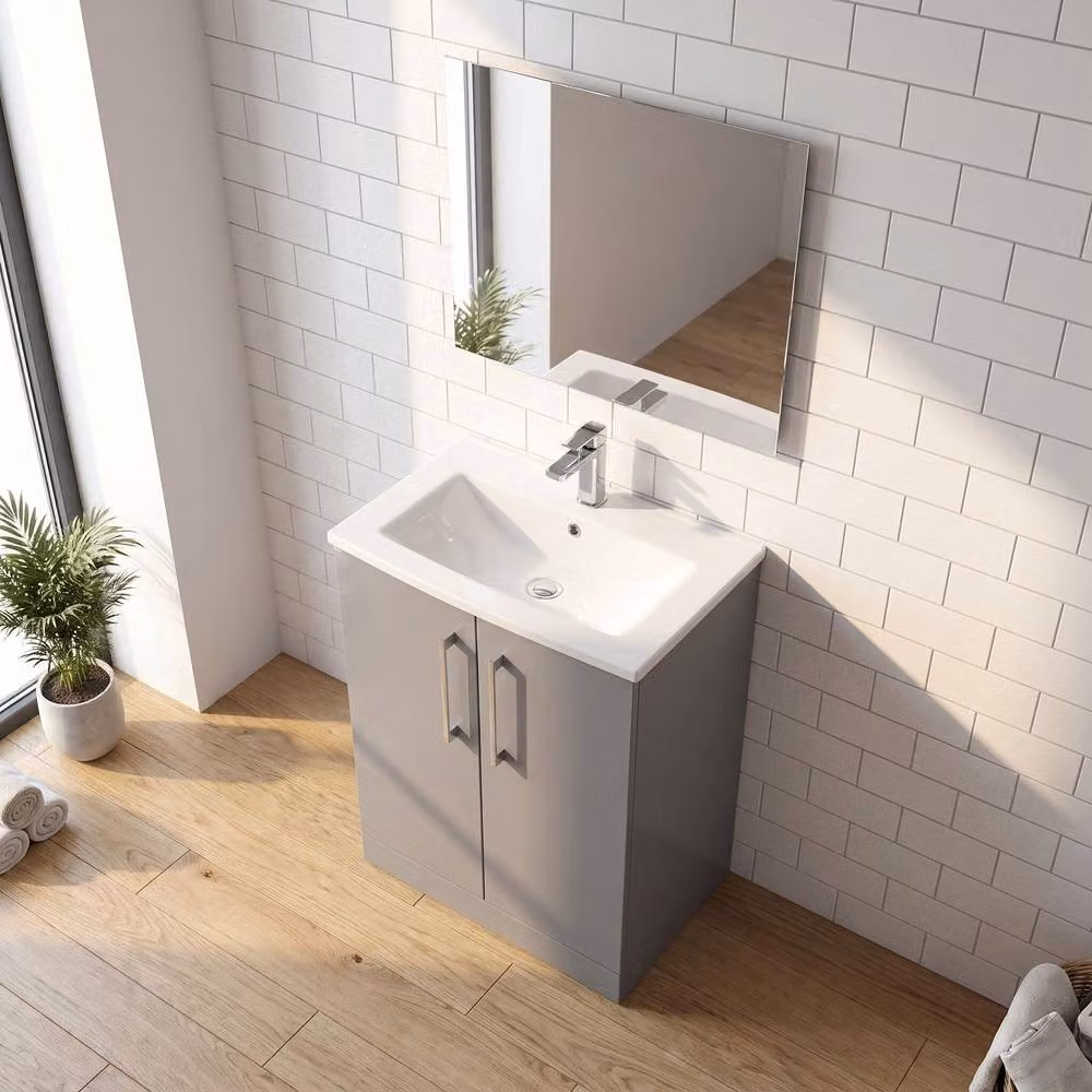 Balterley Modern Grey Floor Standing Bathroom Vanity Unit with 2 Soft Close Doors, W: 60 cm, H: 83 cm – 2