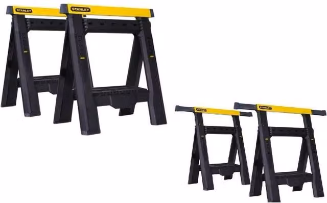 Stanley Adjustable Saw Horses, Pack of 2, Black
