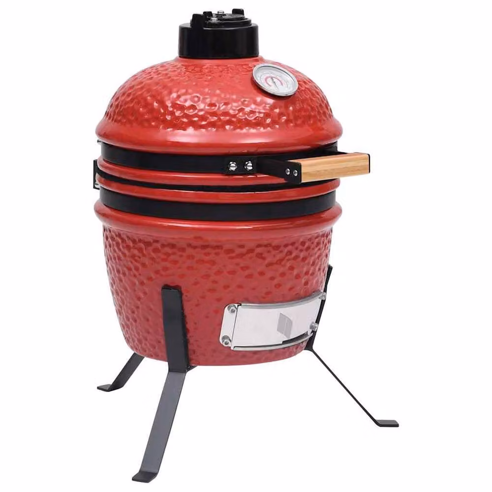 Berkfield Home 2-in-1 Kamado Ceramic Barbecue Grill and Smoker in Red, 56 cm – 2