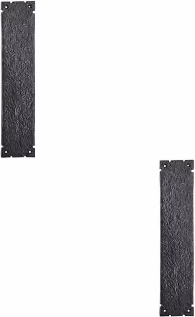 Loops 2x Traditional Forged Door Finger Plates in Black Antique Textured Finish, W: 31.5 cm, H: 6.7 cm – 1