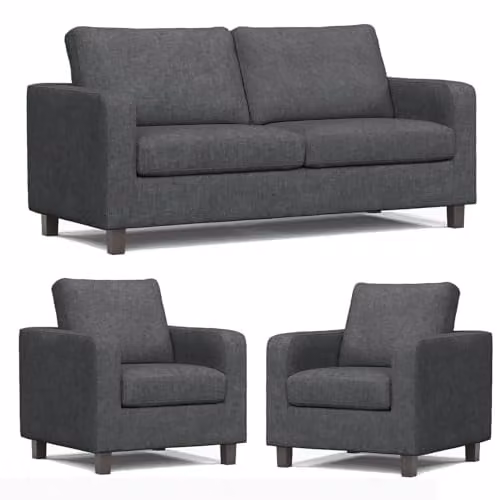 Furnishings For Less UK York Turin 3 Piece Fabric Sofa Suite in Grey