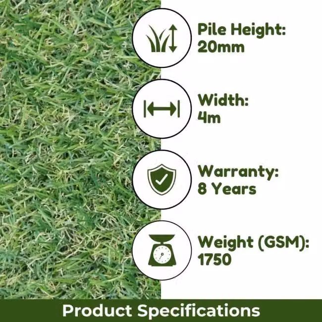 Artificial Grass GB Fern 20mm Soft Artificial Grass in Green, W: 400 cm x D: 400 cm – 4