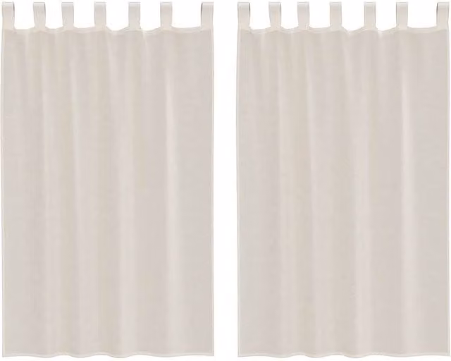 Berkfield Home Cream Voile Tab Top Curtains, 2 Pack, H 175 cm x W 140 cm