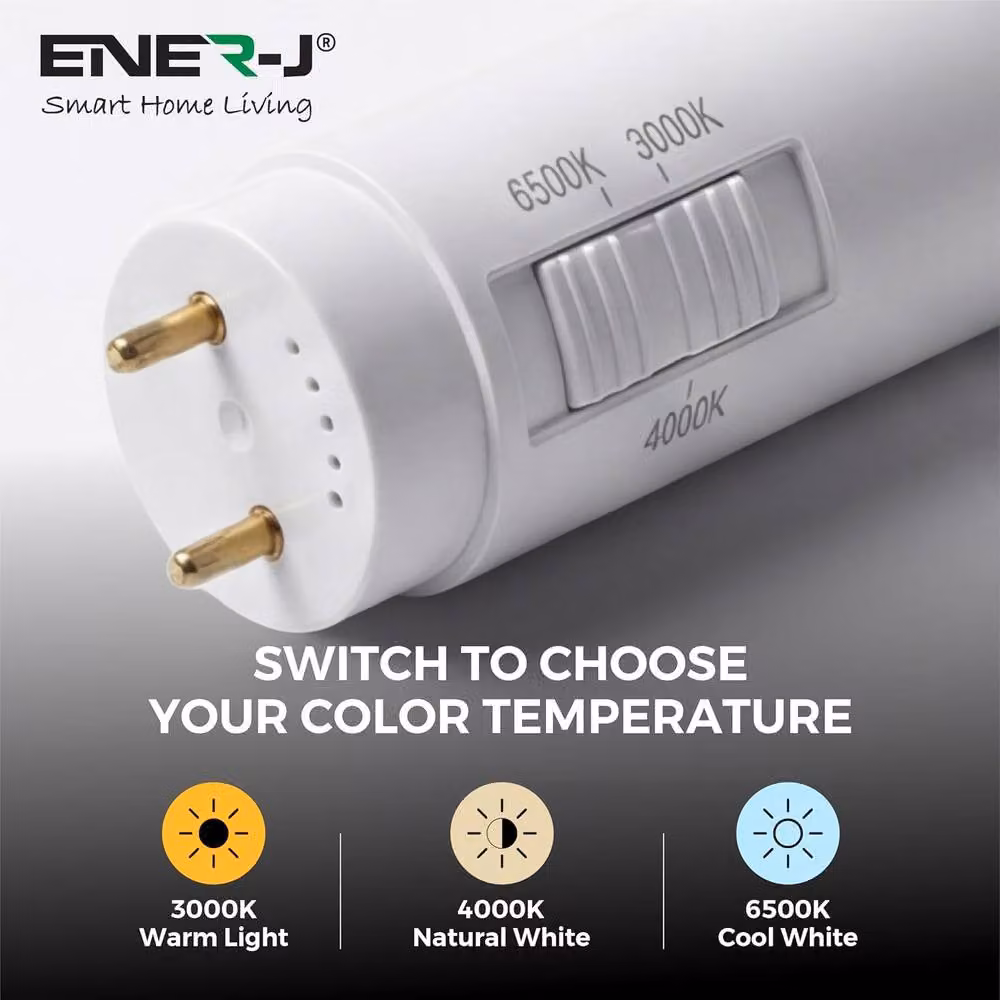 ENER-J 5 Pack T8 LED Tube 22W 150cm CCT Switchable Colour Temperature in White – 4