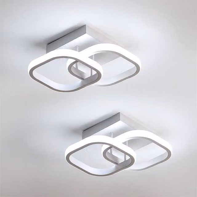 COMELY Set of 2 Modern Square LED Ceiling Lights, 24W, White – 1