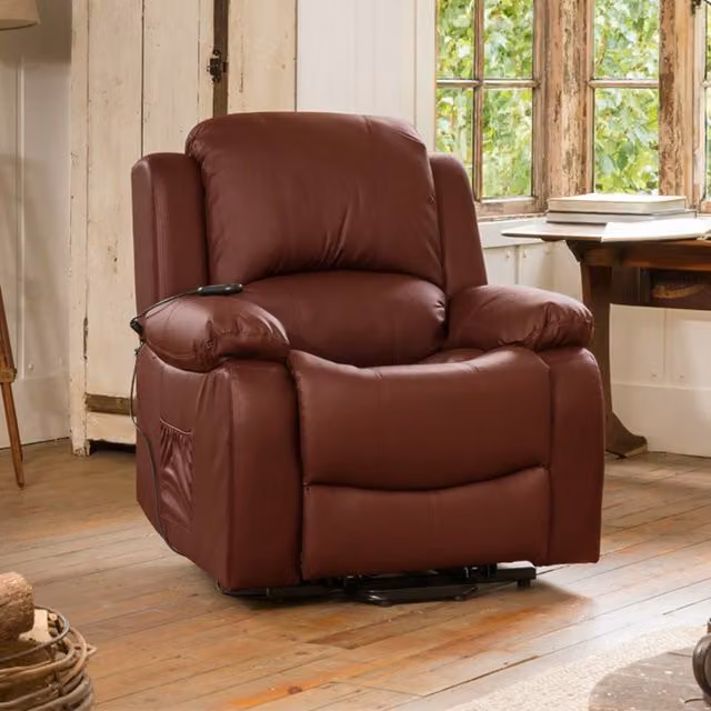 Artemis Home Glendale Electric Riser Recliner with Massage and Heat in Red