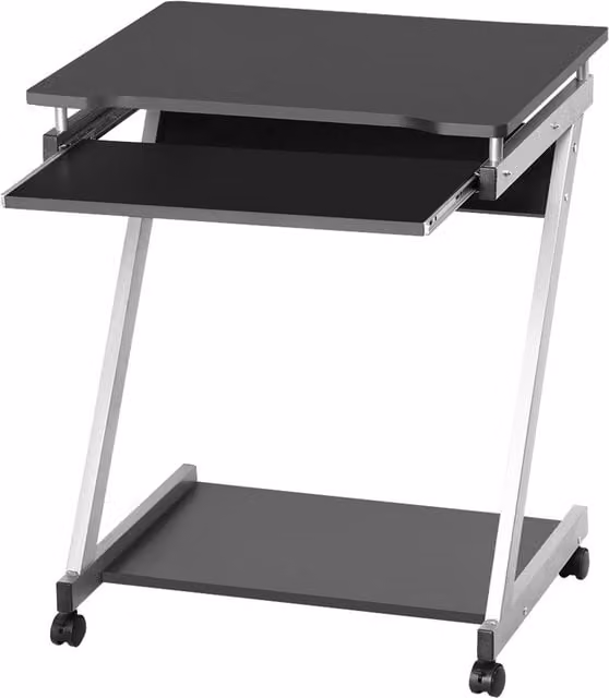 Yaheetech Modern Z-Shaped Computer Desk with Sliding Keyboard in Black