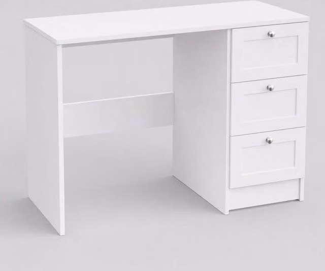 KORVIXA Artus 3 Drawer Dressing Vanity Table and Bedroom Desk in White W/D/H: 100 x 100 x 100 cm