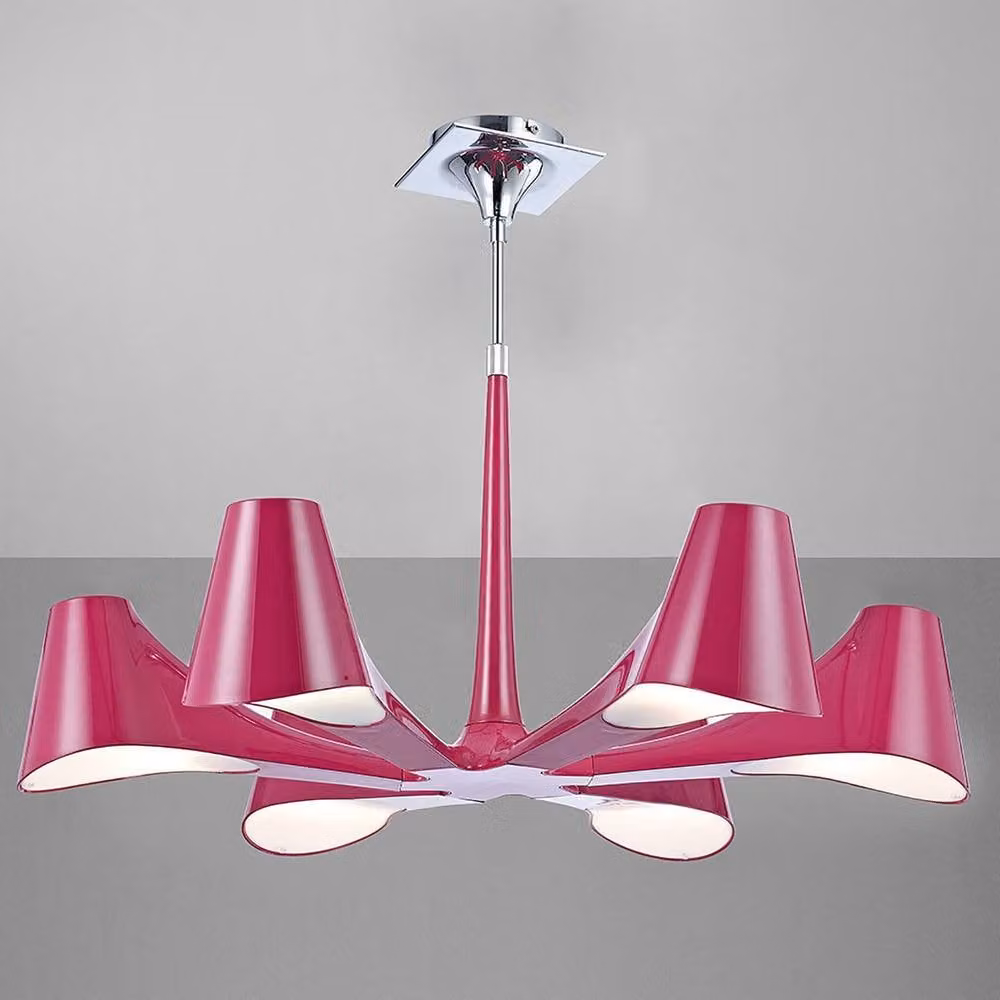 Netlighting Ora Telescopic Semi Flush Ceiling Light in Gloss Purple and Chrome with 6 E27 Sockets – 2