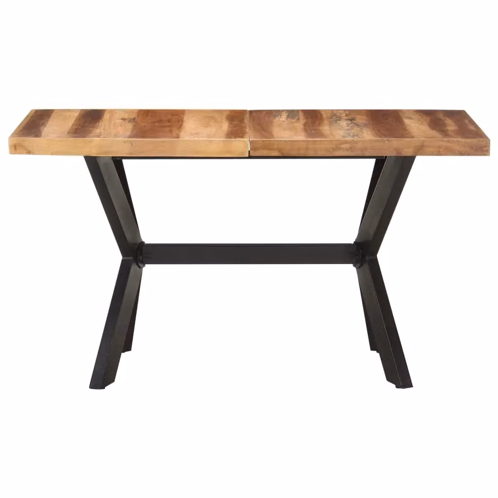 Berkfield Home Rectangular Solid Wood Dining Table in Brown with X-Frame Design, W/D/H: 140 x 70 x 75 cm – 2