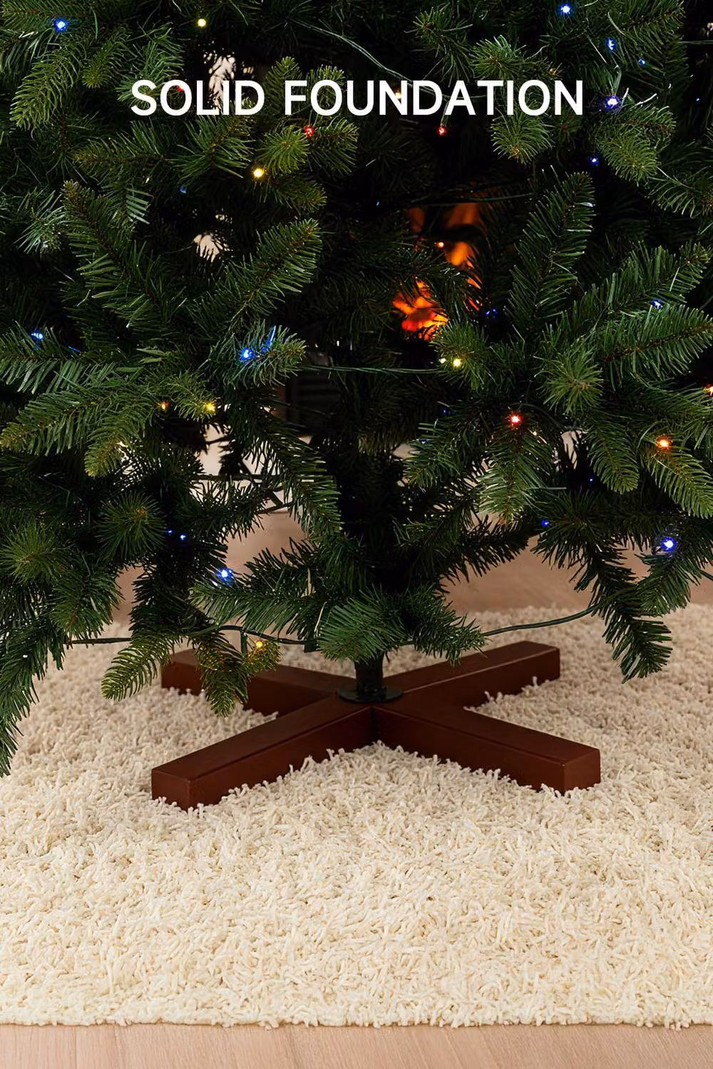 Living and Home 1.2m Artificial Christmas Tree with RGB Lights and Wood Stand in Green – 4