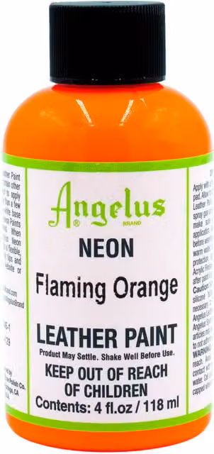 Angelus Acrylic Leather Paint in Neon Flaming Orange, 118 ml