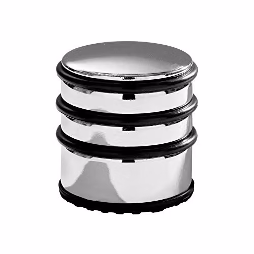 Orsina Chrome and Stainless Steel Floor Standing Door Stopper with Black Rubber Base in Silver