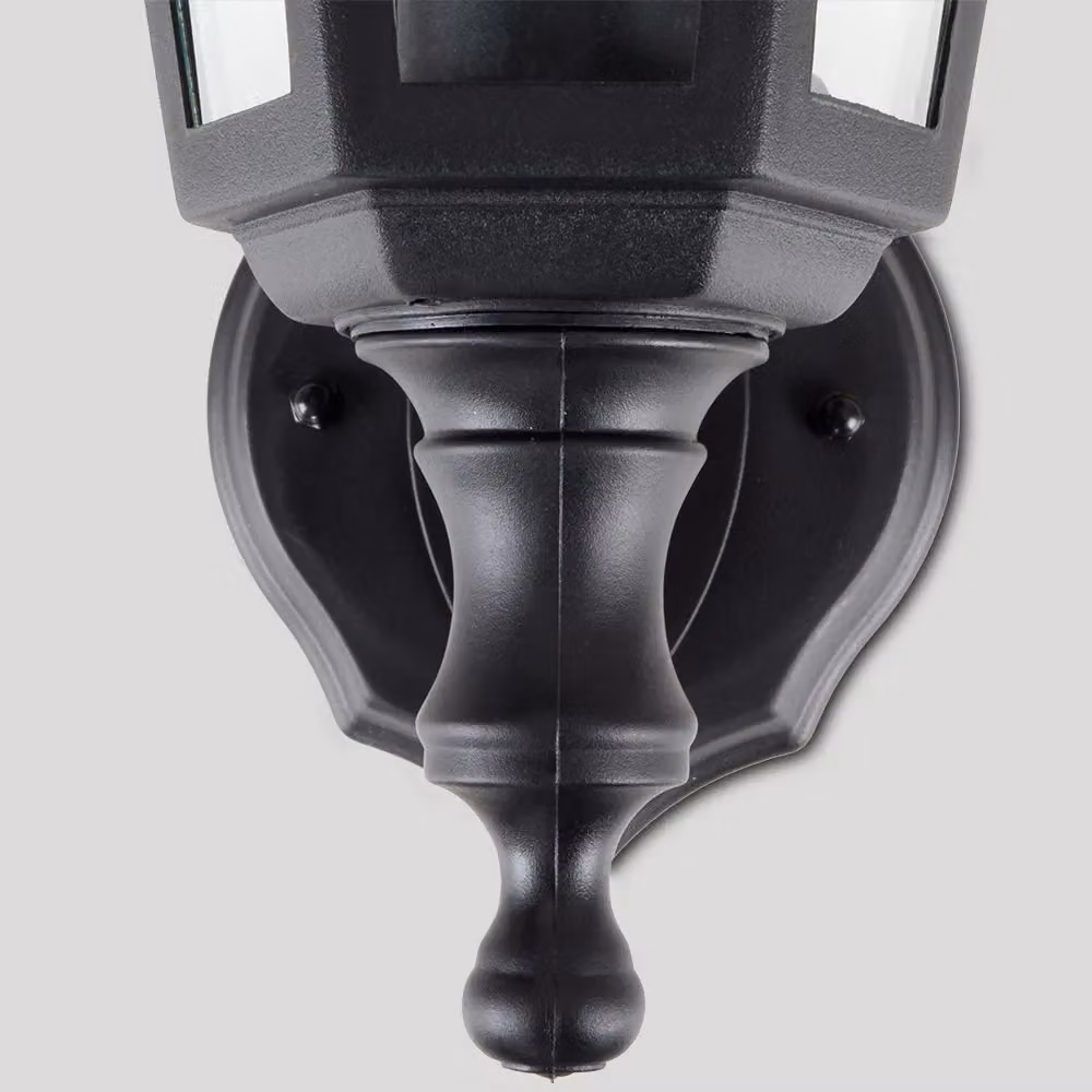 ValueLights Mayfair Pair of Traditional Black Outdoor Wall Lantern Lights, Set of 2, H 38.2 cm x W 21.2 cm x D 17.1 cm – 3