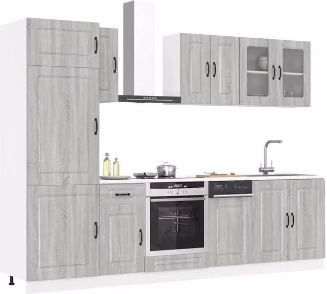 Berkfield Home Kalmar 8 Piece Modern Grey Kitchen Cabinet Set